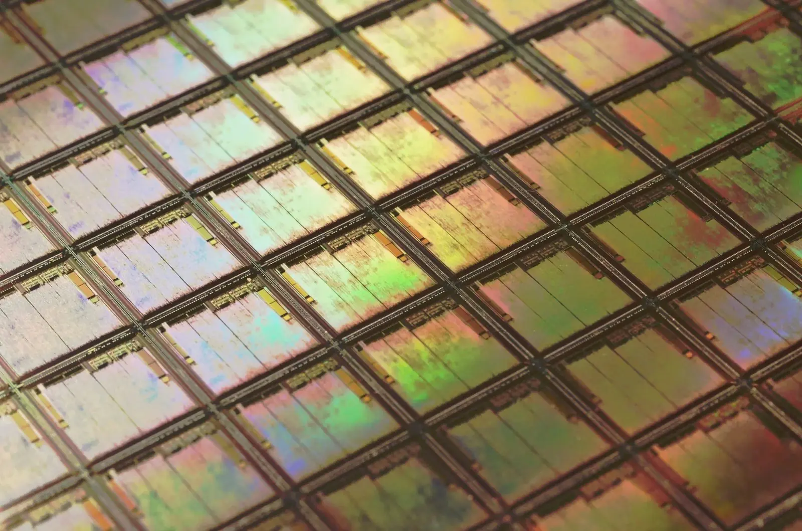 A silicon wafer under light.